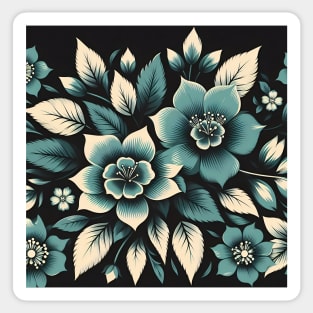 Teal Floral Motif Sticker